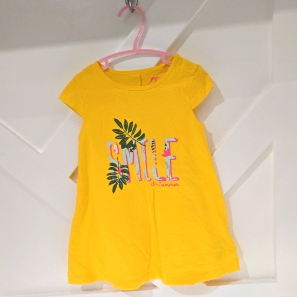 Sunshine Yellow Short Sleeve Tee with Tropical Design